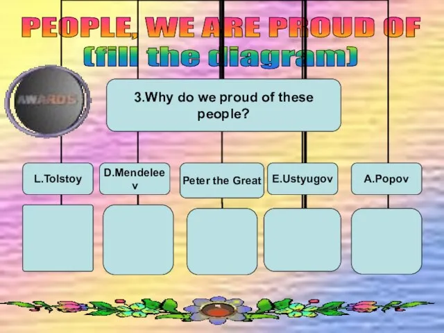 PEOPLE, WE ARE PROUD OF (fill the diagram)