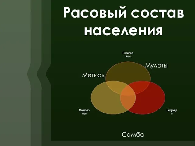 Расовый состав населения Мулаты Метисы Самбо