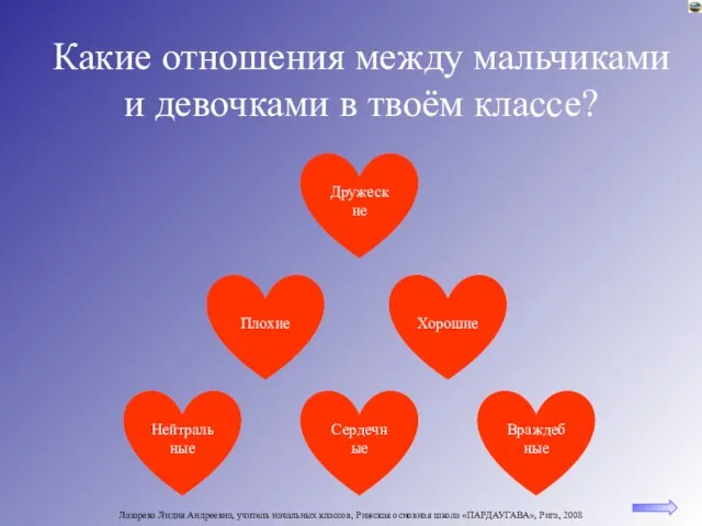 Какие отношения между мальчиками и девочками в твоём классе? Дружеские Плохие Хорошие Нейтральные Сердечные Враждебные