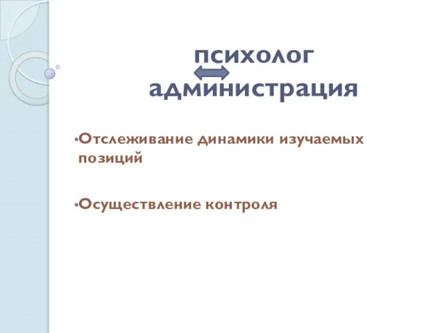 психолог администрация Отслеживание динамики изучаемых позиций Осуществление контроля