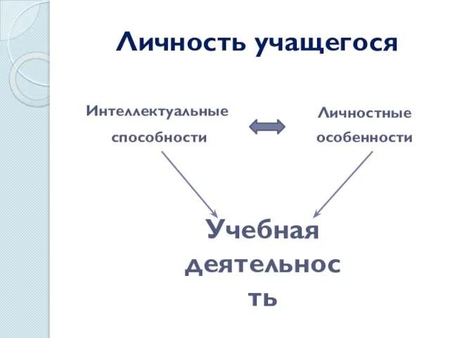 Интеллектуальные способности Личностные особенности Учебная деятельность Личность учащегося