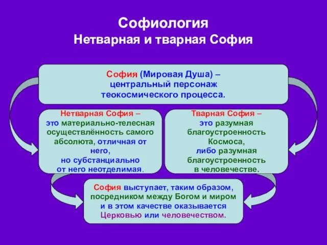 Софиология Нетварная и тварная София София (Мировая Душа) – центральный персонаж