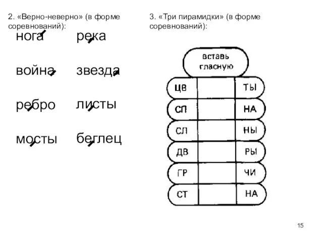 нога война ребро мосты река звезда листы беглец 2. «Верно-неверно» (в