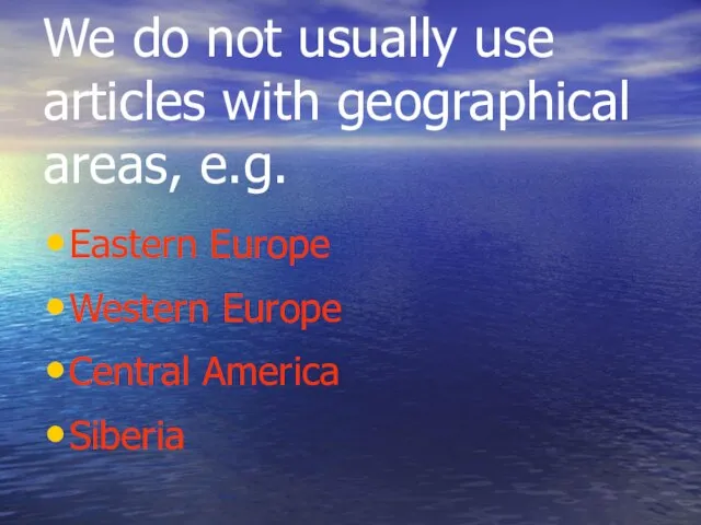 We do not usually use articles with geographical areas, e.g. Eastern