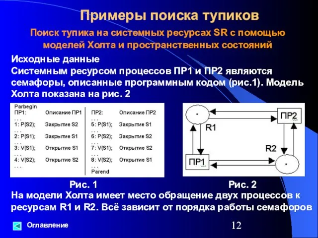 Исходные данные Системным ресурсом процессов ПР1 и ПР2 являются семафоры, описанные