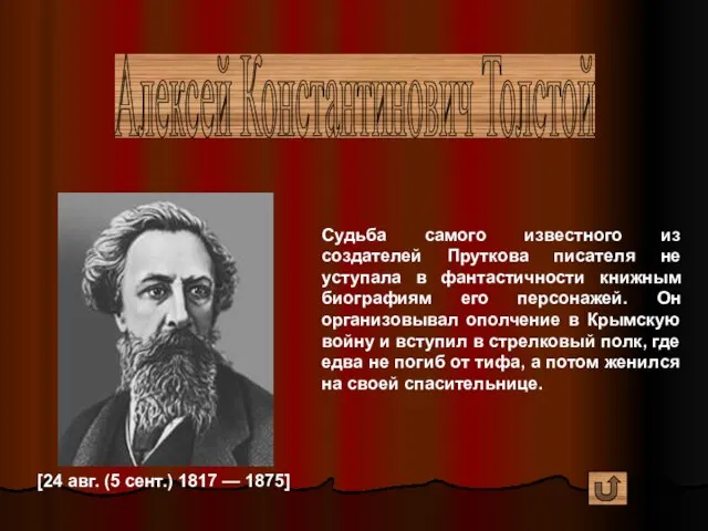 Алексей Константинович Толстой [24 авг. (5 сент.) 1817 — 1875] Судьба