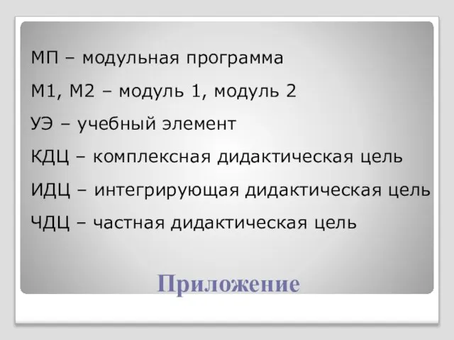 Приложение МП – модульная программа М1, М2 – модуль 1, модуль