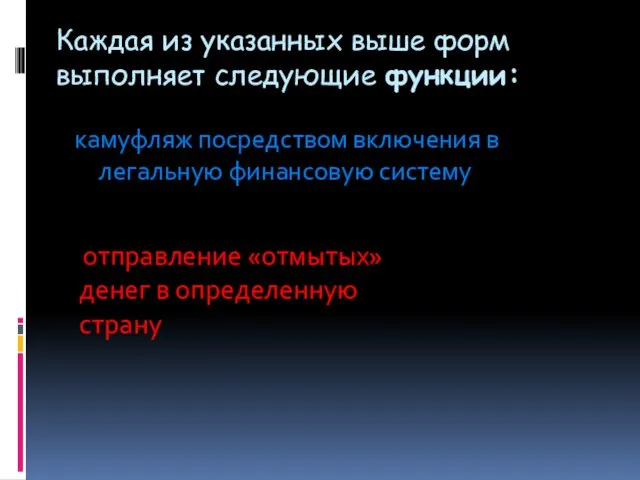 Каждая из указанных выше форм выполняет следующие функции: камуфляж посредством включения