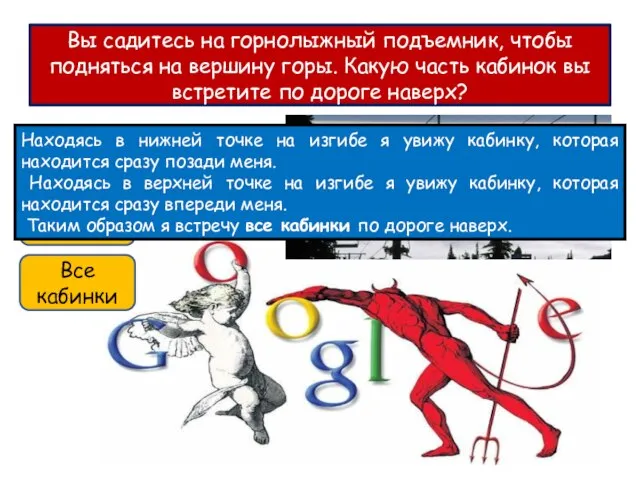 Вы садитесь на горнолыжный подъемник, чтобы подняться на вершину горы. Какую