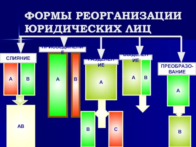 ФОРМЫ РЕОРГАНИЗАЦИИ ЮРИДИЧЕСКИХ ЛИЦ А В А АВ В А В