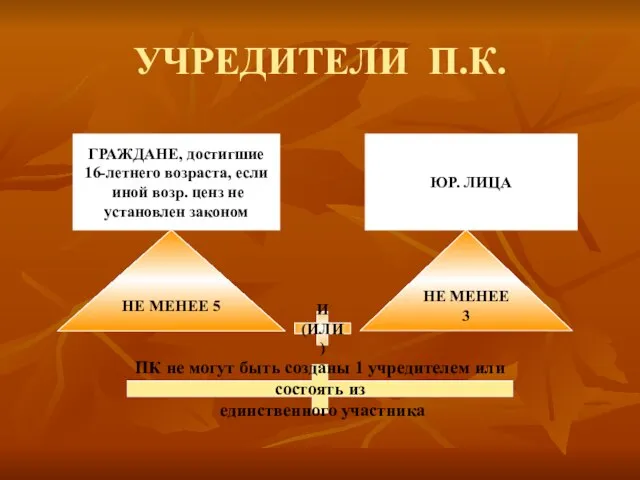 УЧРЕДИТЕЛИ П.К. ГРАЖДАНЕ, достигшие 16-летнего возраста, если иной возр. ценз не