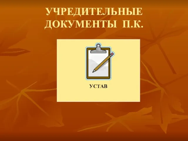 УЧРЕДИТЕЛЬНЫЕ ДОКУМЕНТЫ П.К. УСТАВ