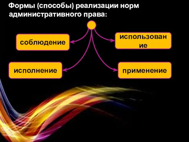 Формы (способы) реализации норм административного права: соблюдение использование исполнение применение