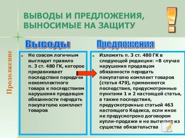 ВЫВОДЫ И ПРЕДЛОЖЕНИЯ, ВЫНОСИМЫЕ НА ЗАЩИТУ Не совсем логичным выглядит правило