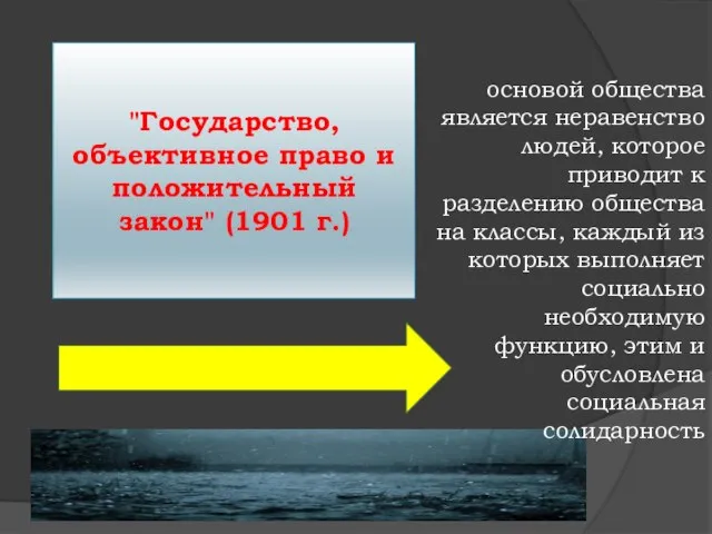 "Государство, объективное право и положительный закон" (1901 г.) основой общества является