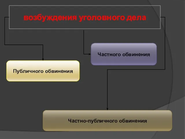 возбуждения уголовного дела Публичного обвинения Частного обвинения Частно-публичного обвинения