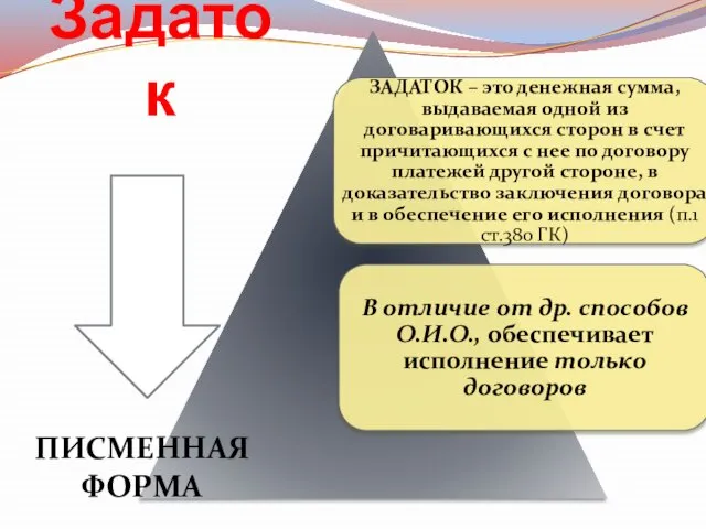 Задаток ПИСМЕННАЯ ФОРМА