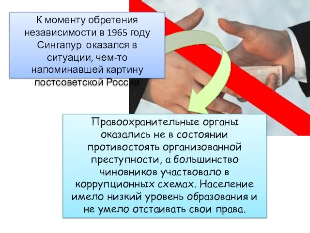 К моменту обретения независимости в 1965 году Сингапур оказался в ситуации,