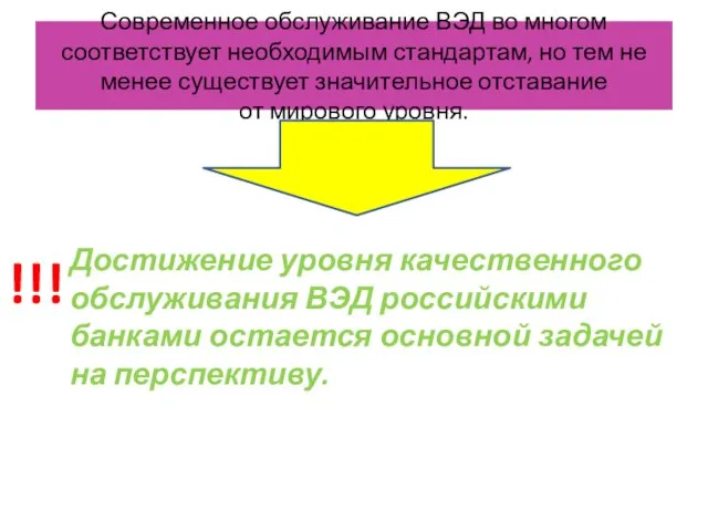 Современное обслуживание ВЭД во многом соответствует необходимым стандартам, но тем не