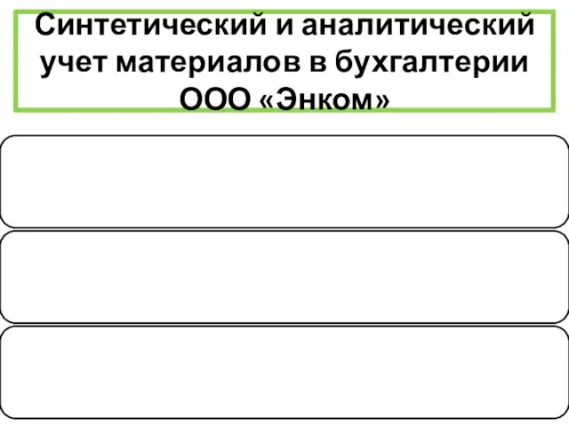 Синтетический и аналитический учет материалов в бухгалтерии ООО «Энком»