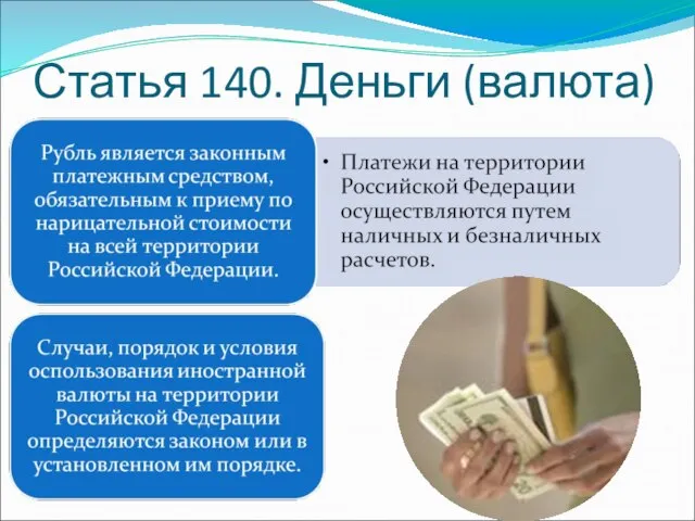 Статья 140. Деньги (валюта)