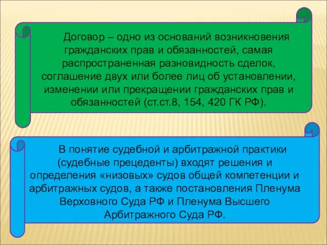 Договор – одно из оснований возникновения гражданских прав и обязанностей, самая