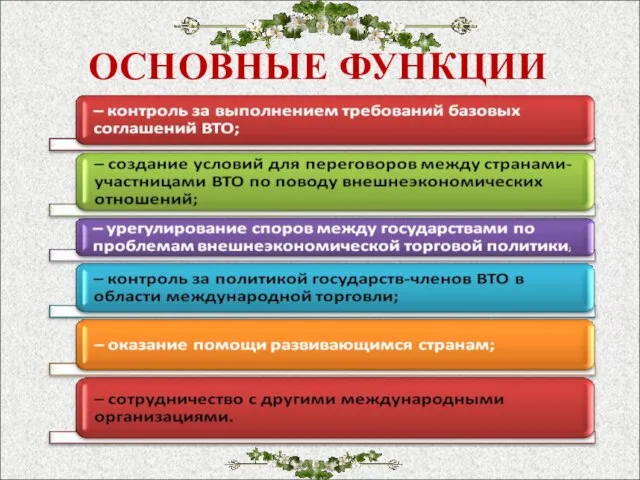 ОСНОВНЫЕ ФУНКЦИИ