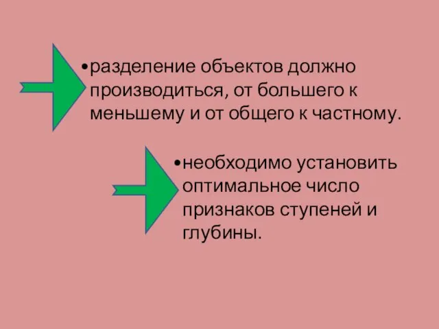 разделение объектов должно производиться, от большего к меньшему и от общего