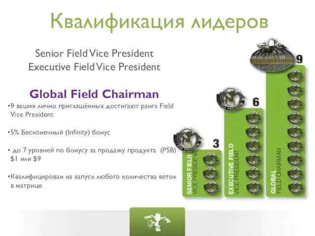 Квалификация лидеров Senior Field Vice President Executive Field Vice President Global