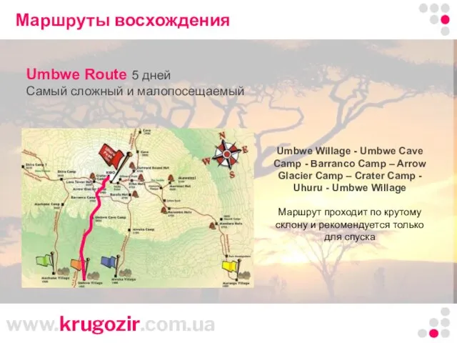 Маршруты восхождения Umbwe Route 5 дней Самый сложный и малопосещаемый Umbwe