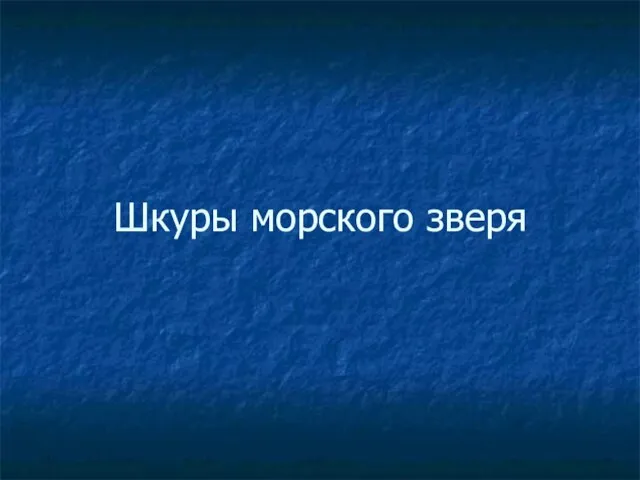 Шкуры морского зверя