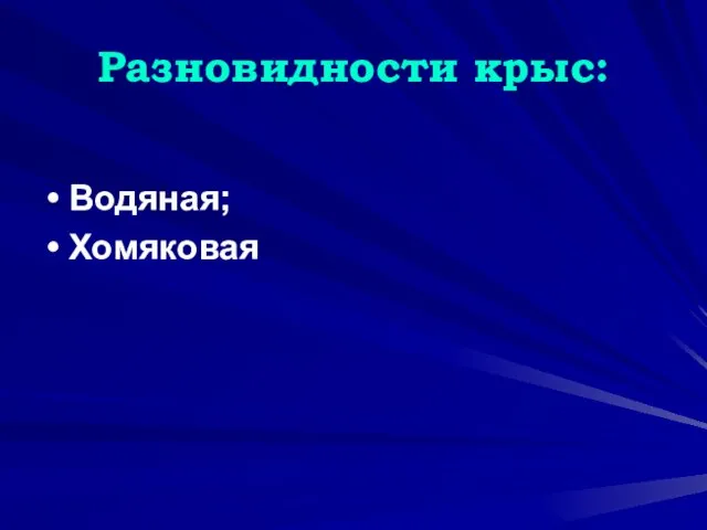 Разновидности крыс: Водяная; Хомяковая