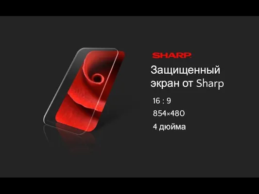 Защищенный экран от Sharp 16 : 9 854×480 4 дюйма