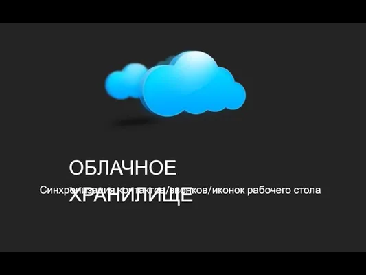 ОБЛАЧНОЕ ХРАНИЛИЩЕ Синхронизация контактов/звонков/иконок рабочего стола