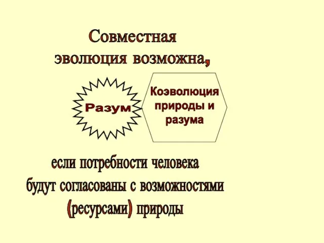 Совместная эволюция возможна, если потребности человека будут согласованы с возможностями (ресурсами) природы