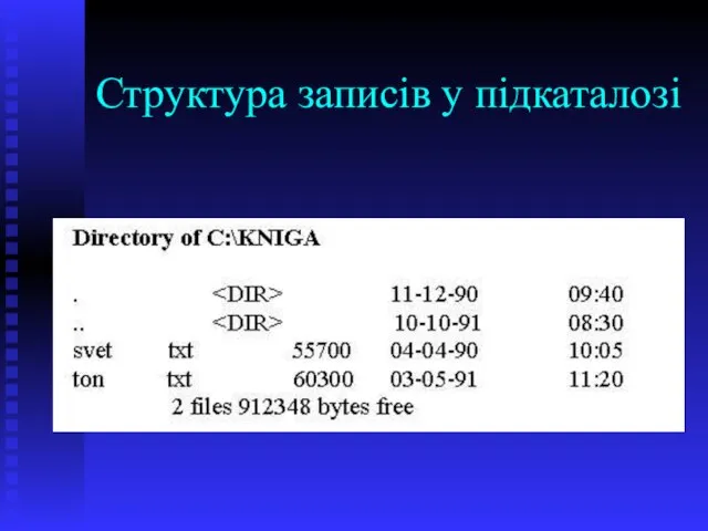 Структура записів у підкаталозі