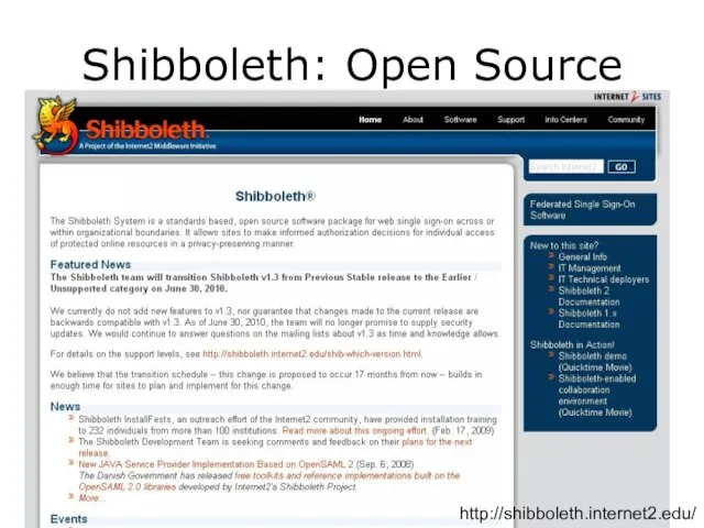 Shibboleth: Open Source http://shibboleth.internet2.edu/