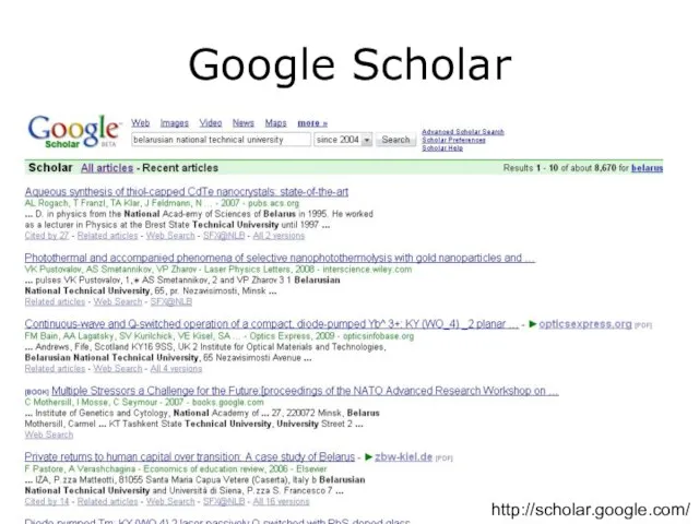 Google Scholar http://scholar.google.com/