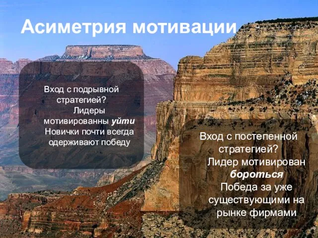 Вход с подрывной стратегией? Лидеры мотивированны уйти Новички почти всегда одерживают