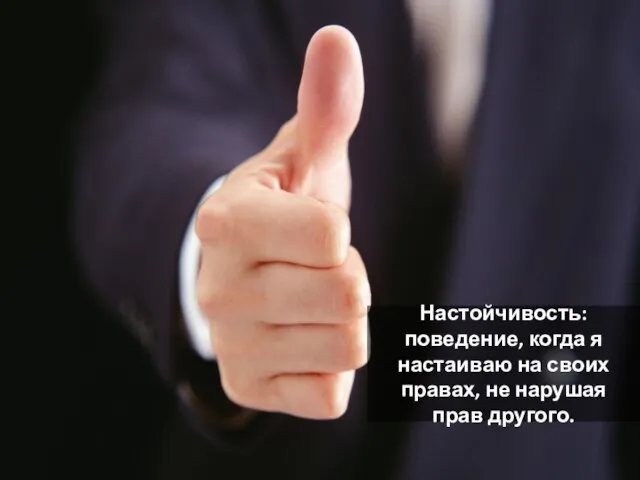 Настойчивость: поведение, когда я настаиваю на своих правах, не нарушая прав другого.