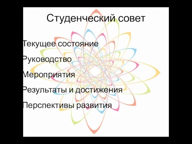 Студенческий совет Текущее состояние Руководство Мероприятия Результаты и достижения Перспективы развития