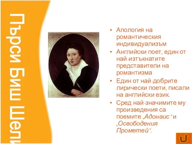 Апология на романтическия индивидуализъм Английски поет, един от най-изтъкнатите представители на