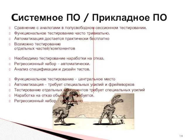 Сравнение с аналогами в полусвободном сессионном тестировании. Функциональное тестирование часто тривиально.