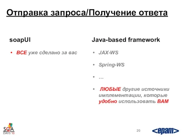 Отправка запроса/Получение ответа soapUI ВСЕ уже сделано за вас Java-based framework