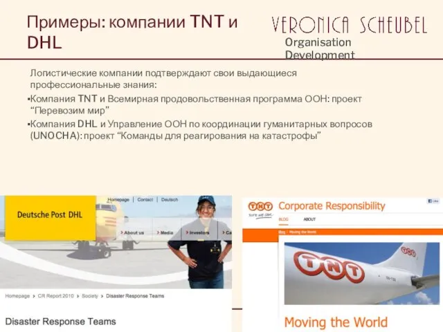 Примеры: компании TNT и DHL Логистические компании подтверждают свои выдающиеся профессиональные