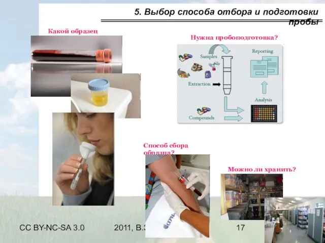 CC BY-NC-SA 3.0 2011, В.Зайцев 5. Выбор способа отбора и подготовки