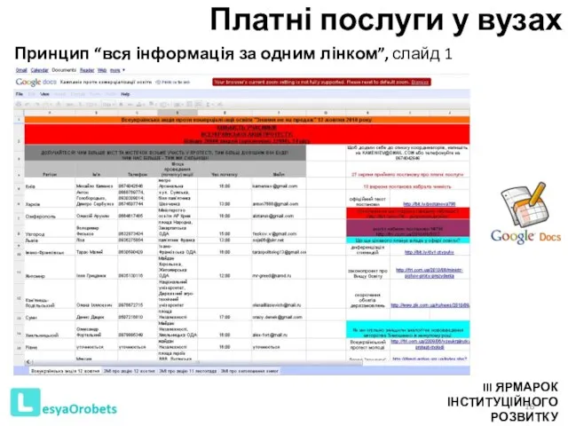 Платні послуги у вузах Принцип “вся інформація за одним лінком”, слайд 1 III ЯРМАРОК ІНСТИТУЦІЙНОГО РОЗВИТКУ