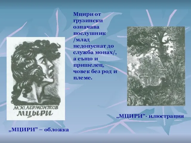 „МЦИРИ” – обложка „МЦИРИ”- илюстрация Мцири от грузински означава послушник /млад
