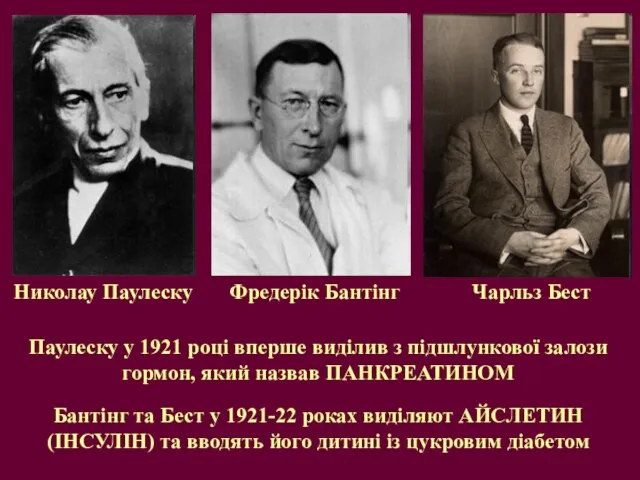 Фредерік Бантінг Николау Паулеску Паулеску у 1921 році вперше виділив з