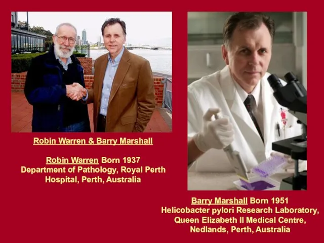 Robin Warren & Barry Marshall Robin Warren Born 1937 Department of